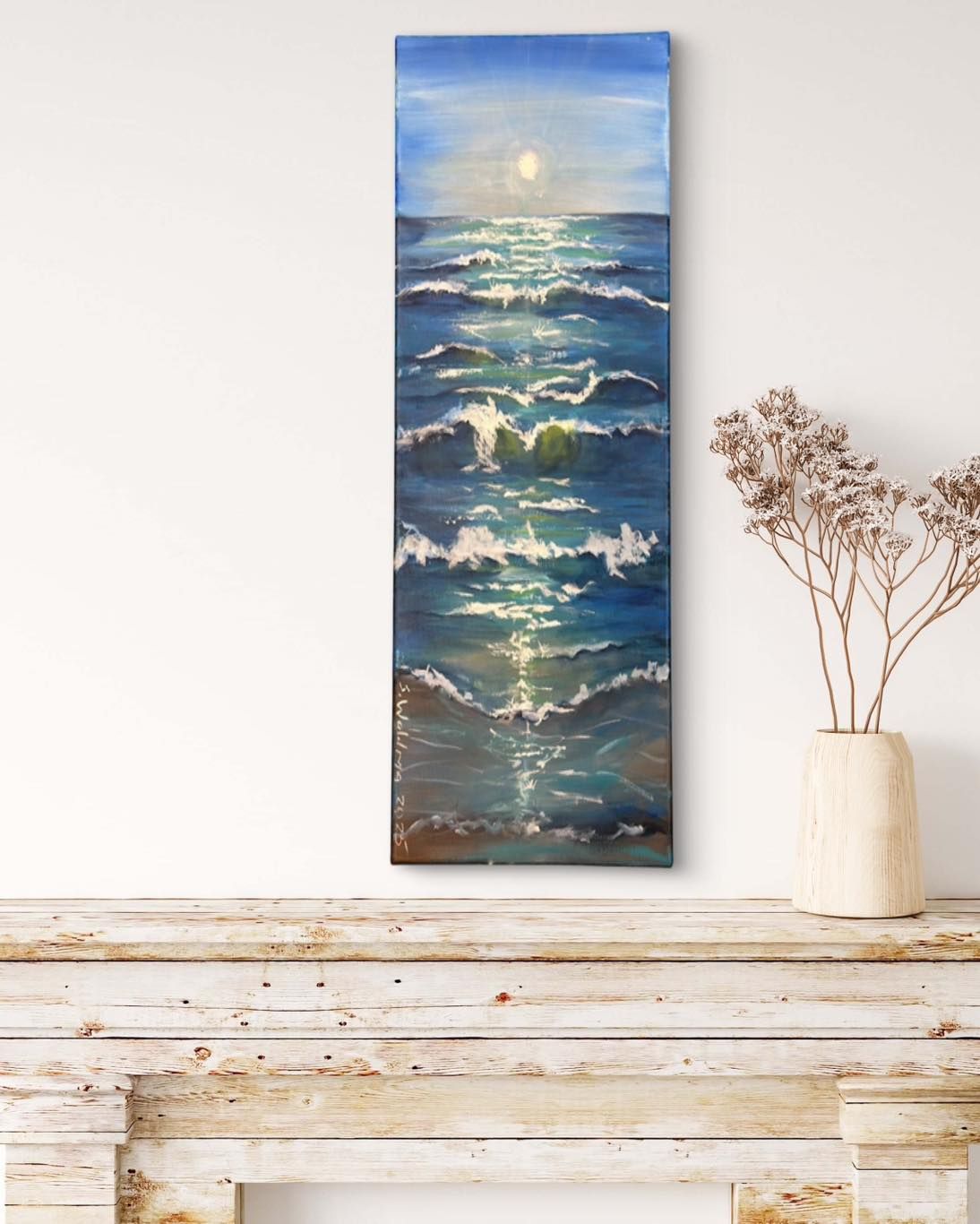 "Glittering Tide" The Dance of the Ocean 12x24 Acrylic Workshop