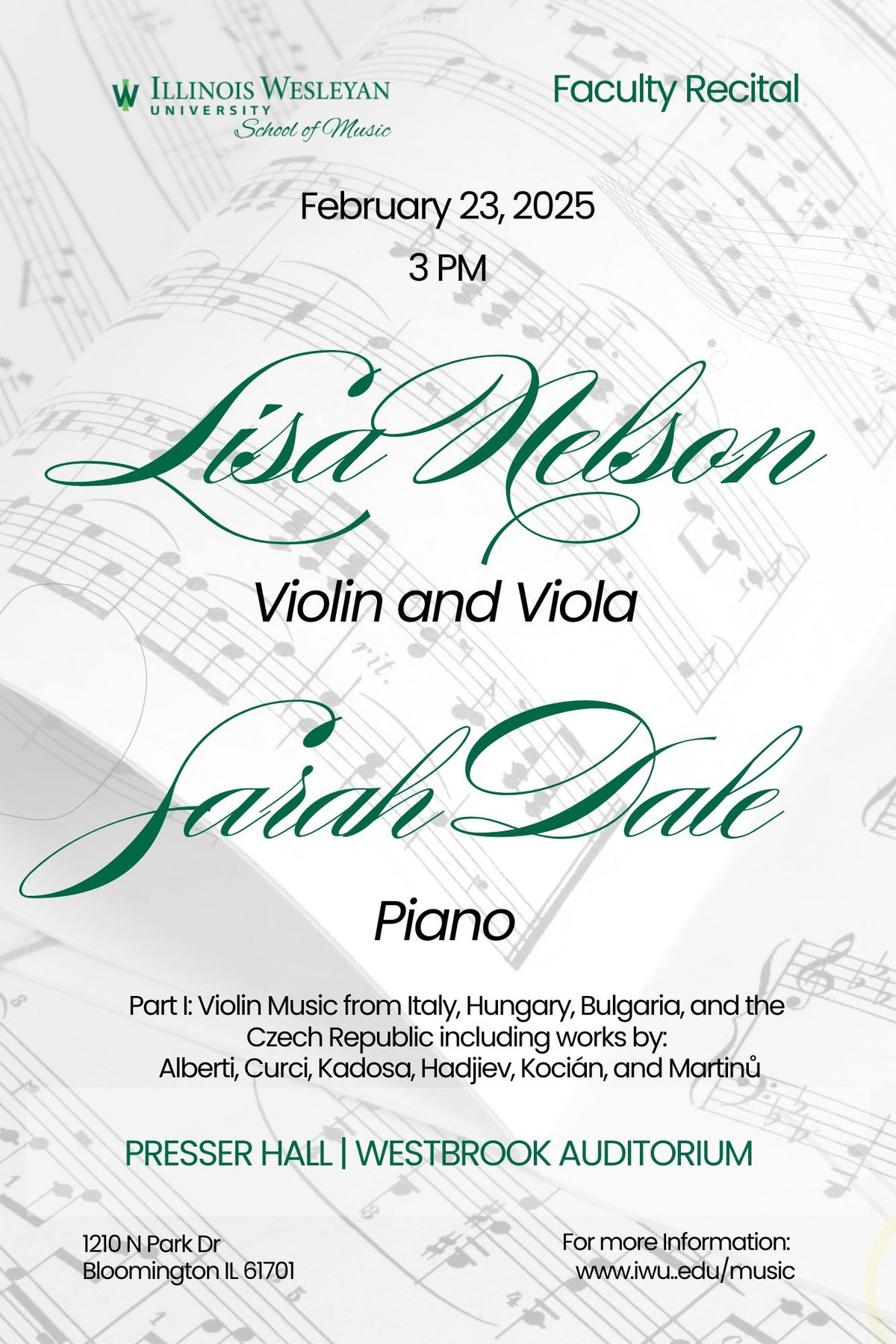 Faculty Recital:  Lisa Nelson and Sarah Dale