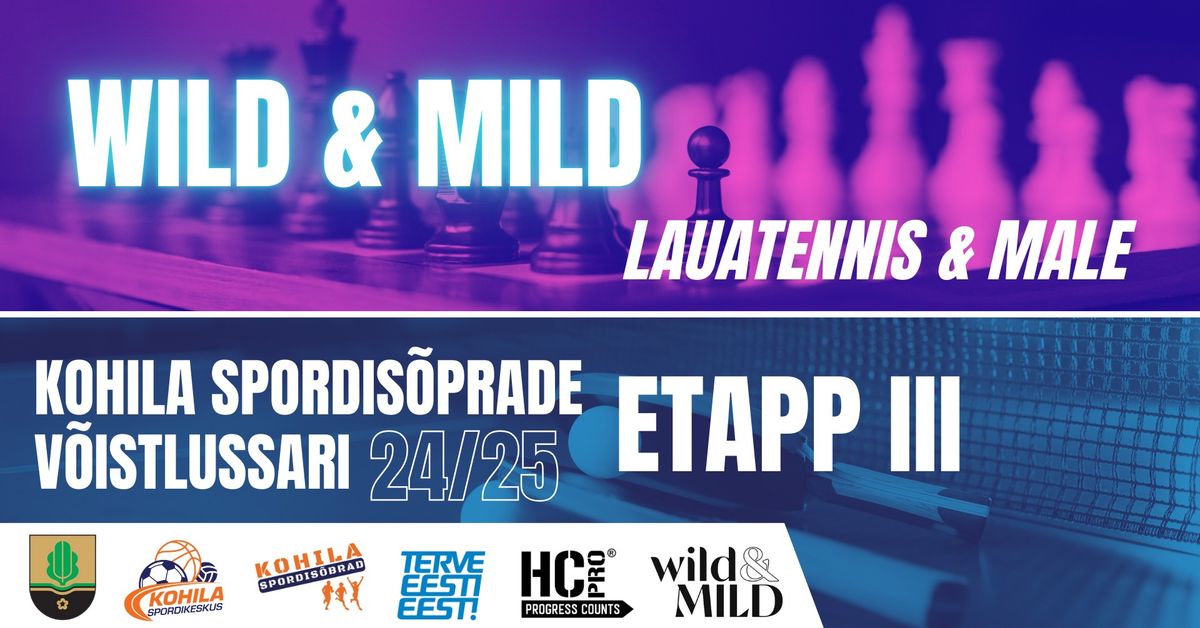 WILD & MILD Lauatennis ja Male \u2013 Kohila Spordis\u00f5prade V\u00f5istlussarja III Etapp