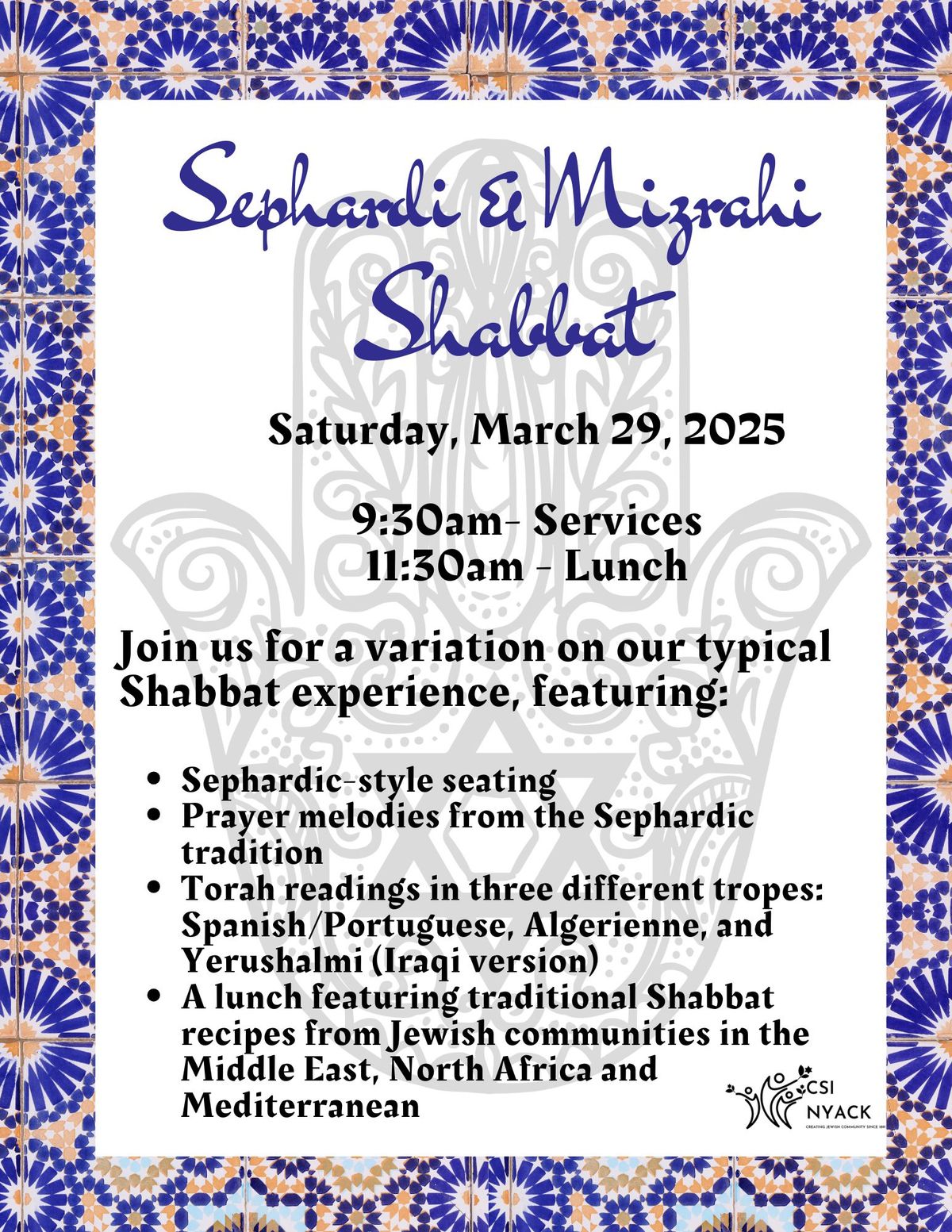 Sephardi & Mizrahi Shabbat