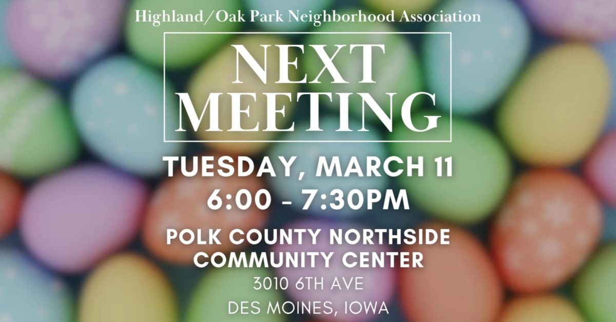 ***New time*** HPOP Bi-Monthly Neighborhood Meeting 