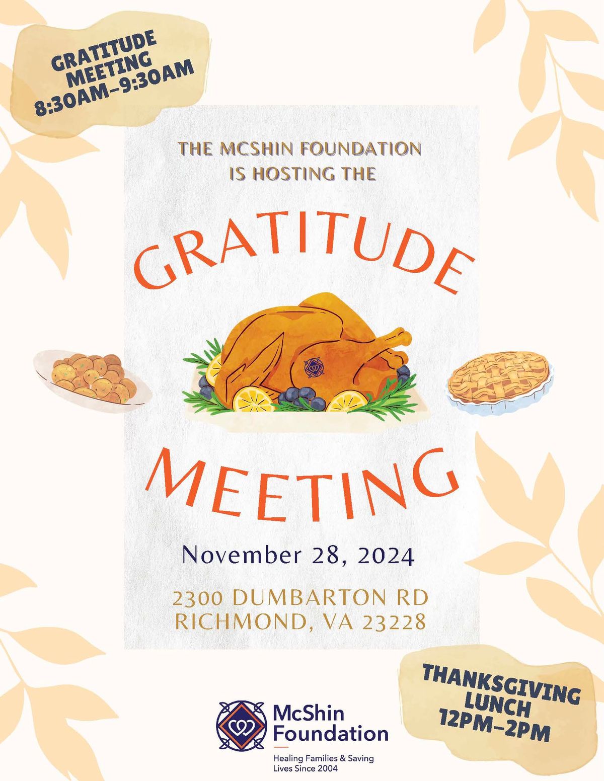 Gratitude Meeting and Meal