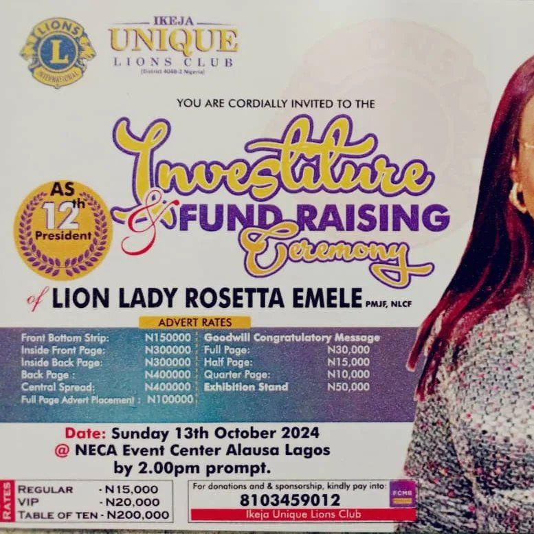 Installation\/Inauguration Celebration of the 12th President Lion Chief Lady Rosetta Emele PMJF NLCF