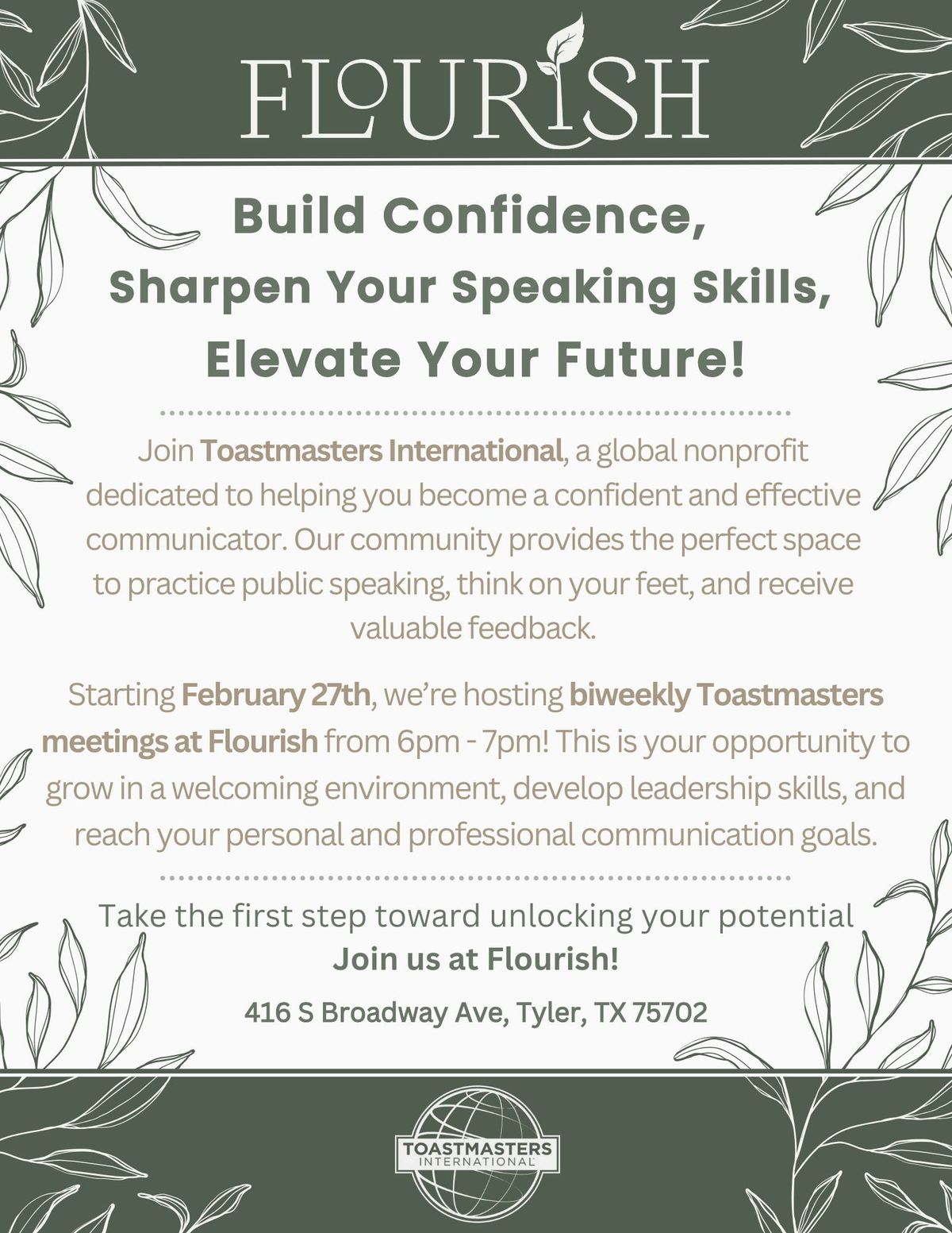 Toastmasters at Flourish 