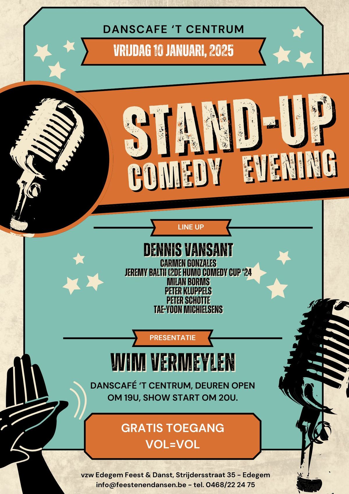 Gratis Stand-Up Comedy Evening te Edegem