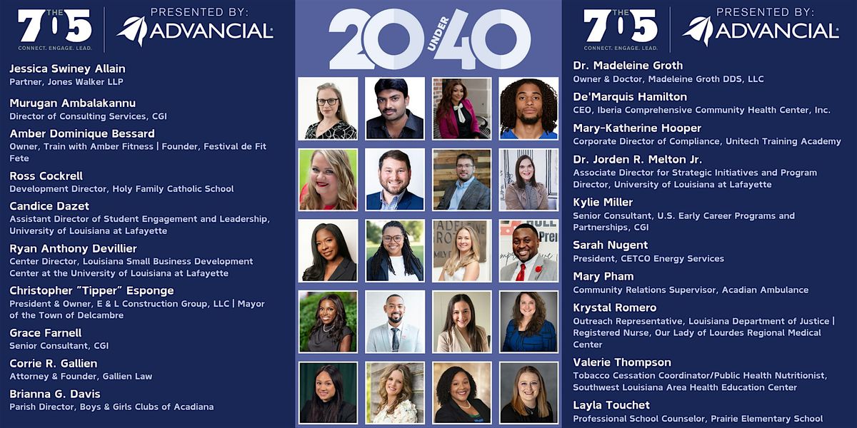 17th Annual Top 20 Under 40 Acadiana Leadership Awards, Student Union ...