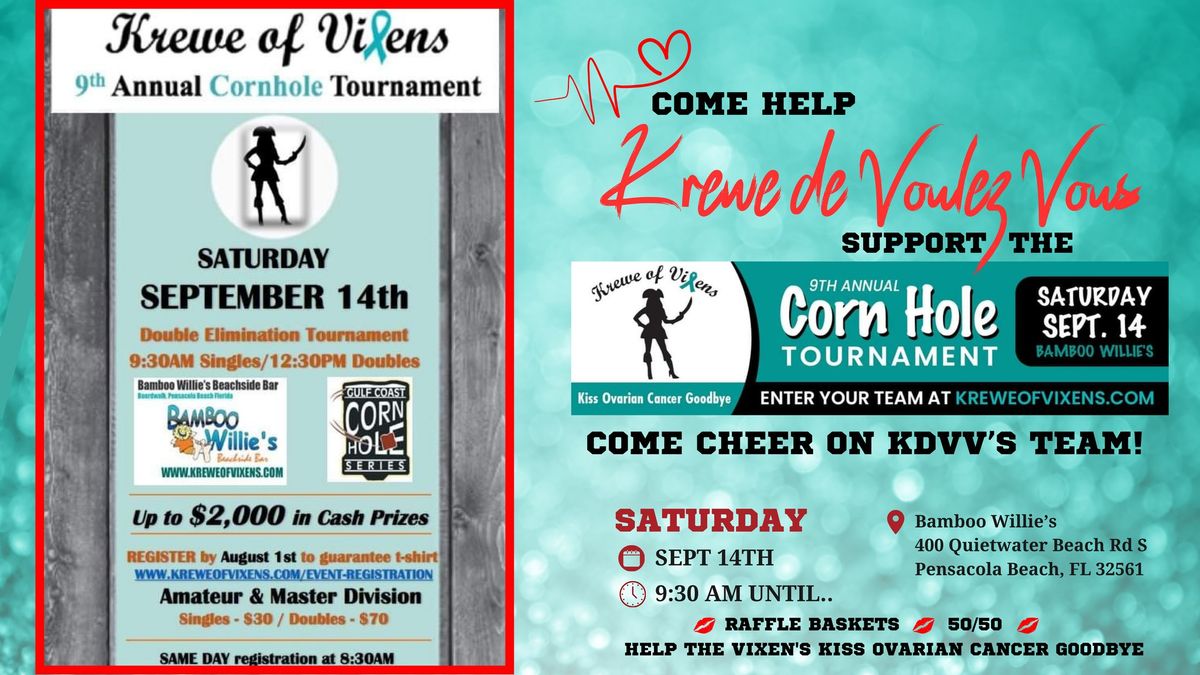 Join KDVV as we support Krewe of Vixen's 9th Annual Corn Hole Tournament