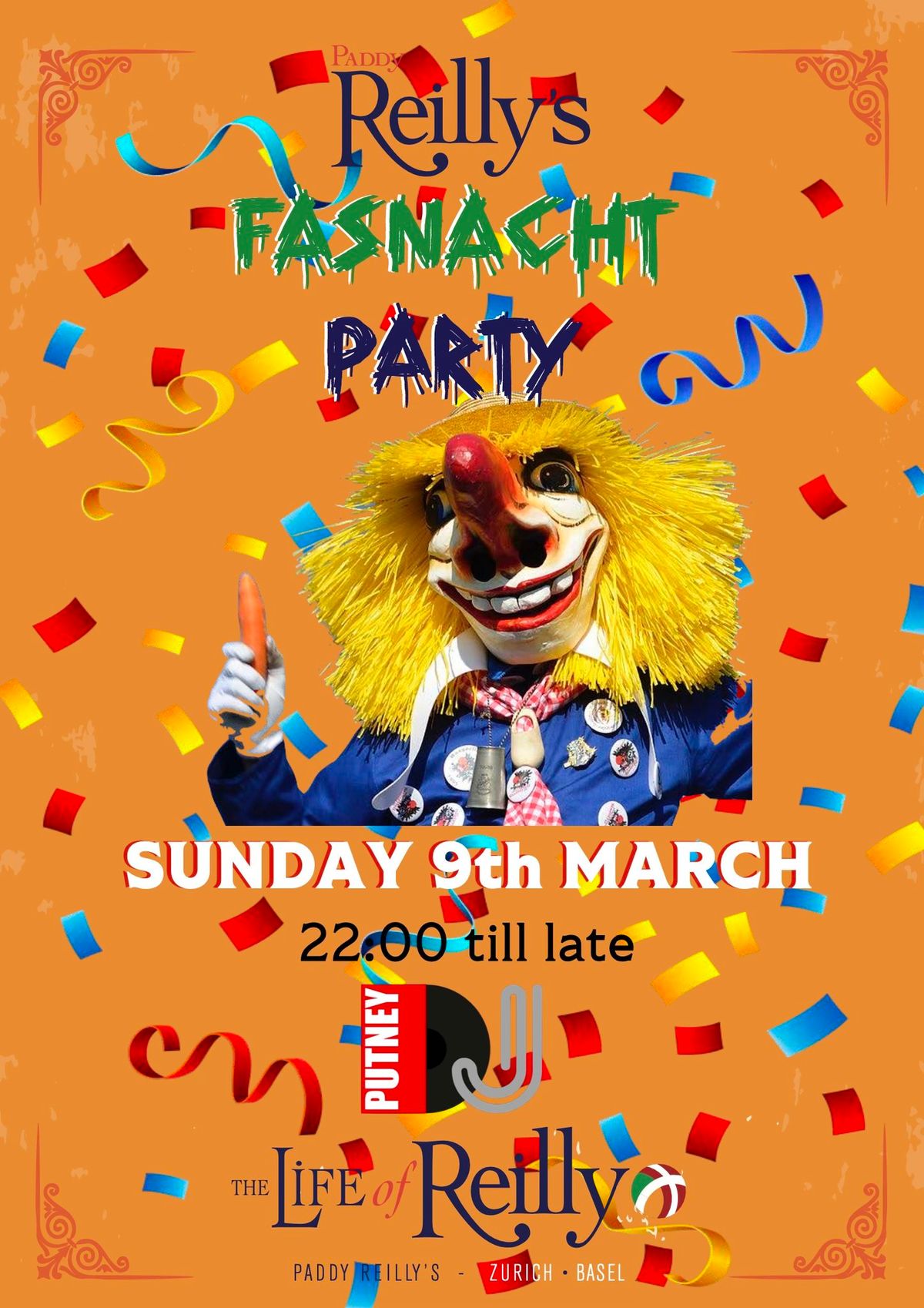 \ud83c\udfad\ud83c\udf89 FASNACHT PARTY \u2013 SUNDAY 9TH MARCH \ud83c\udf89\ud83c\udfad