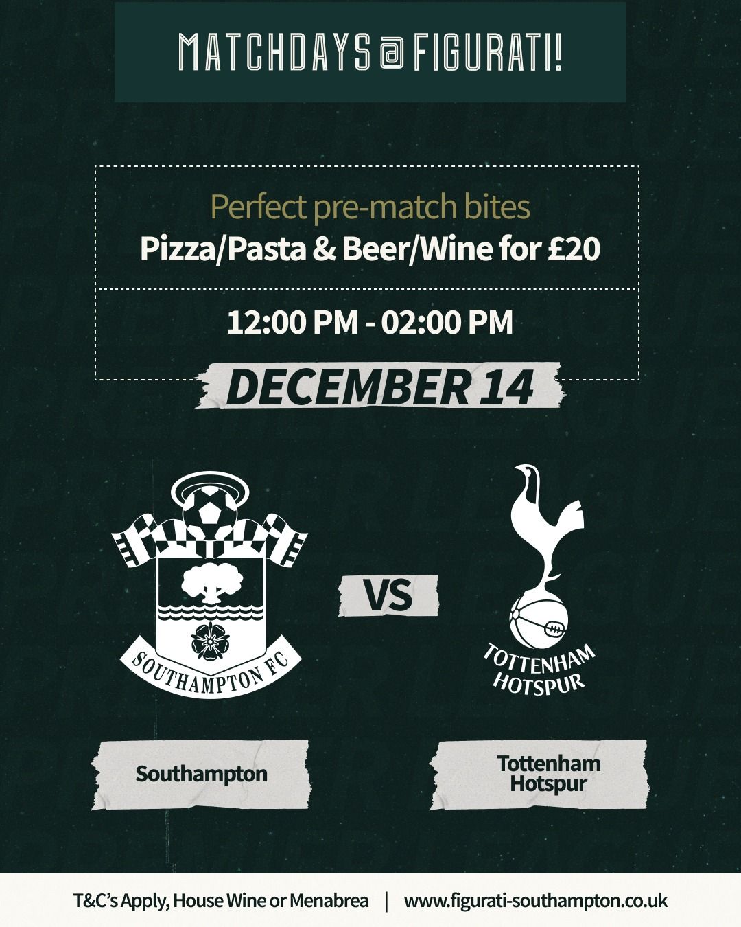 Match day \u00a320 Deal - Southampton Mens vs Tottenham Hotspur