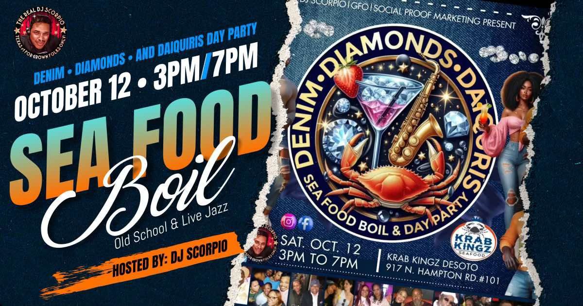 DENIM DIAMONDS & DAIQUIRIS DAY PARTY & CRAB BOIL