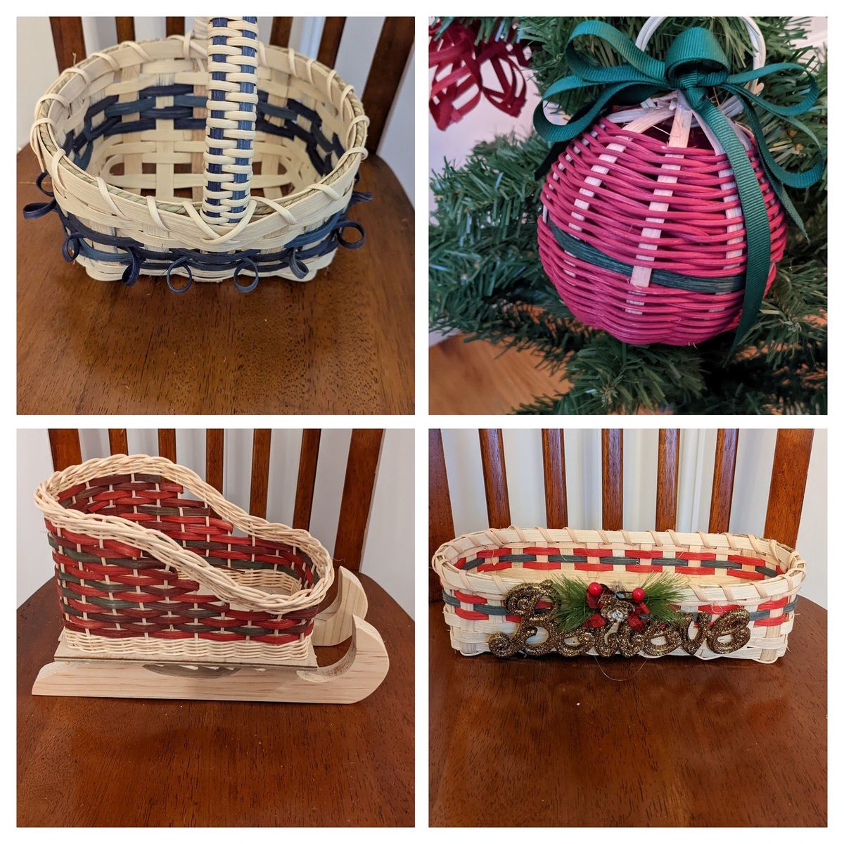 Black Friday Weaving Class! Ornament, fancy small Williamsburg, sleigh and small cracker basket