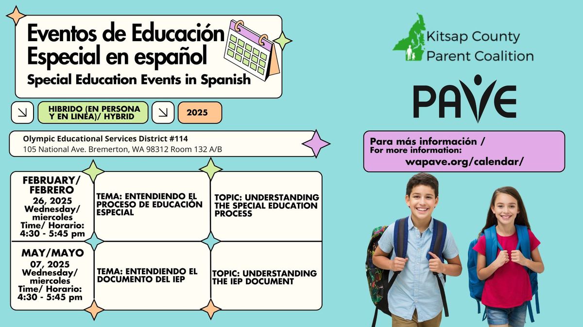 Eventos de Educaci\u00f3n Especial en espa\u00f1ol