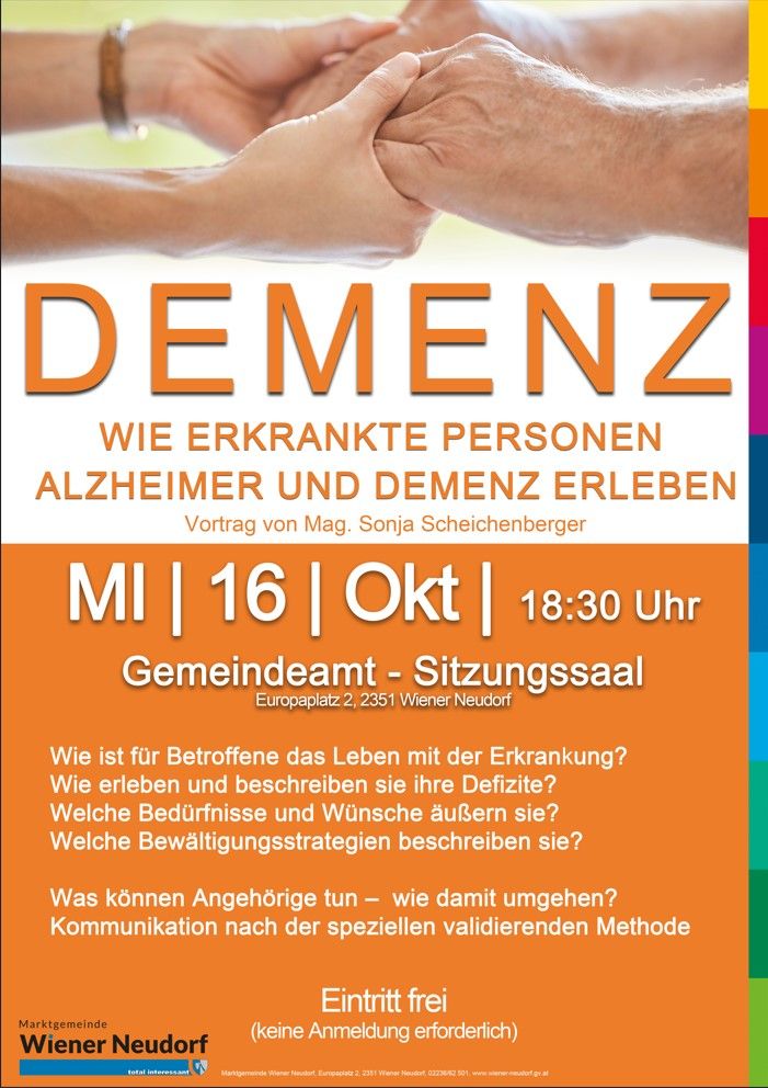 Vortrag Demenz - Wie erkrankte Personen Alzheimer und Demenz erleben