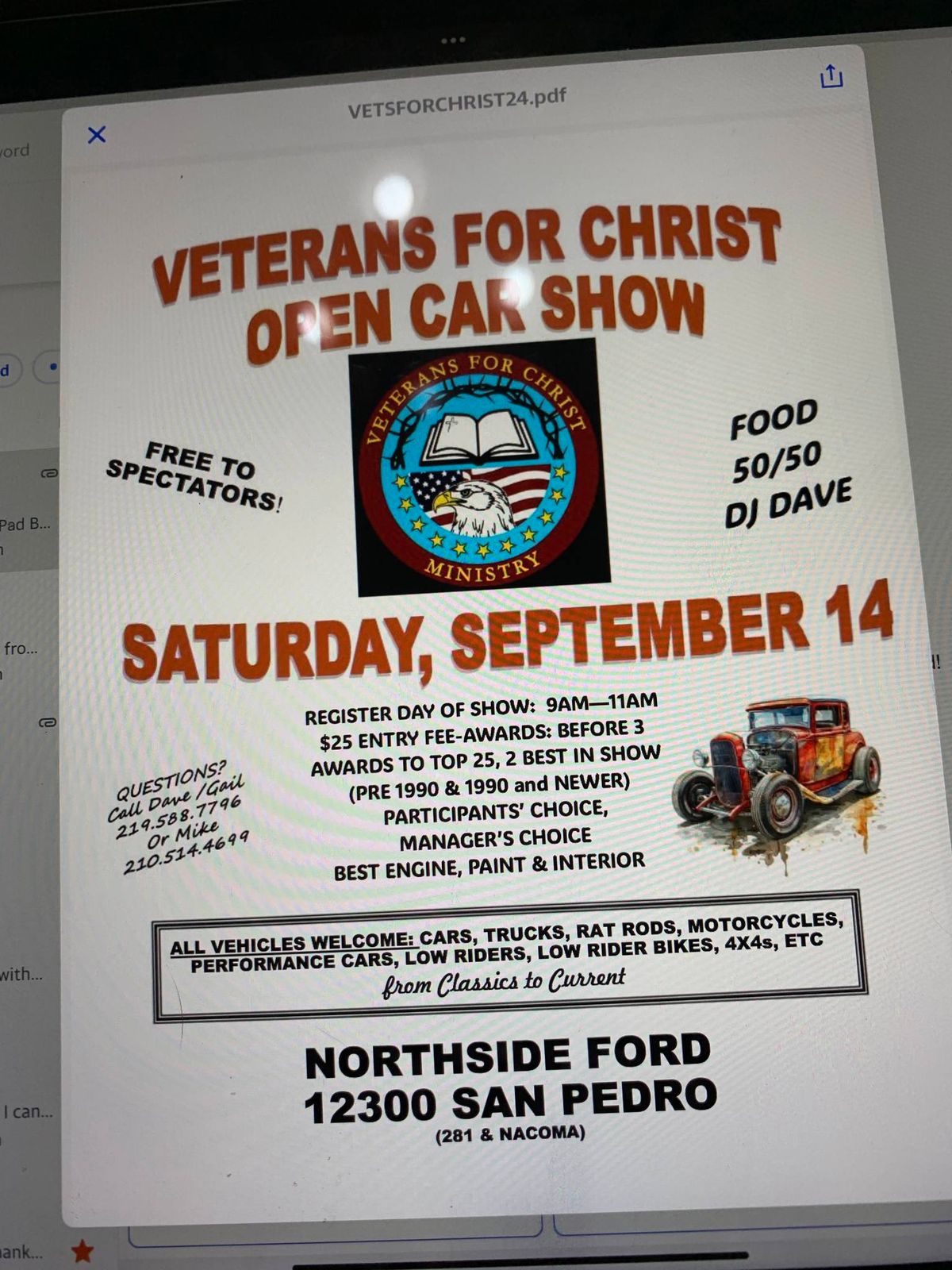 Veterans For Christ Ministry Open Car Show