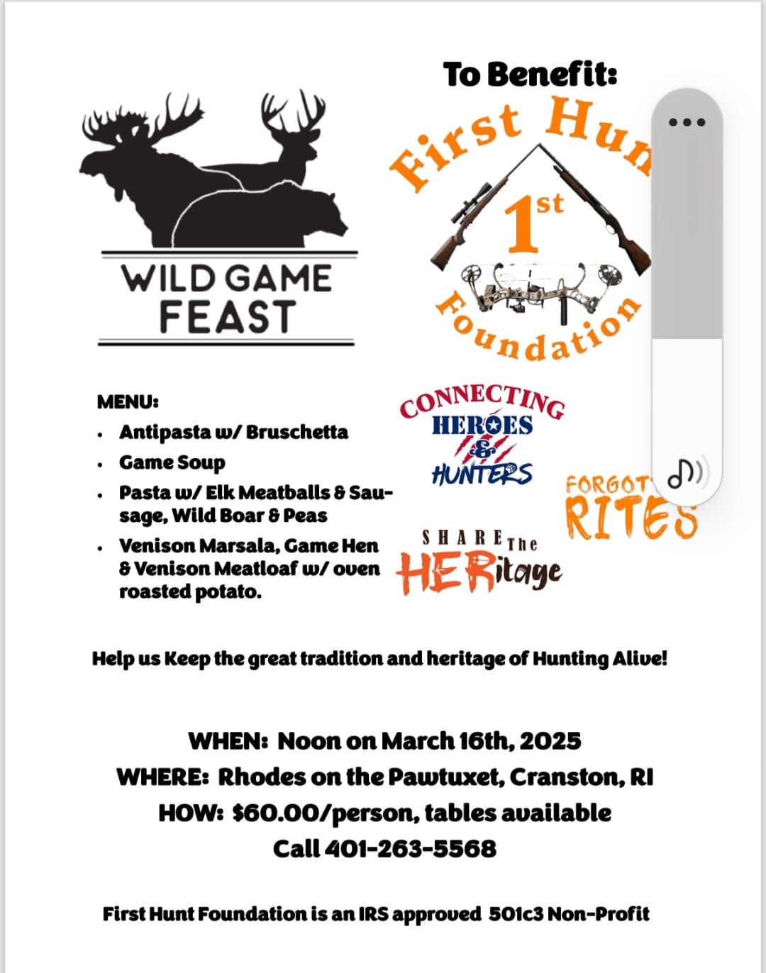 First Hunt Foundation RI Chapter First Annual Game Dinner 