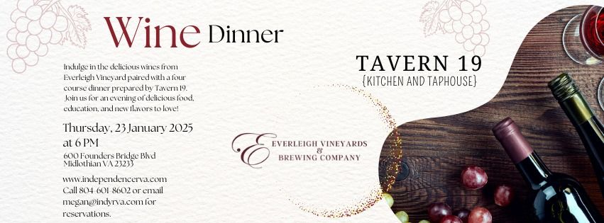 Tavern 19 & Everleigh Vinyards Wine Dinner