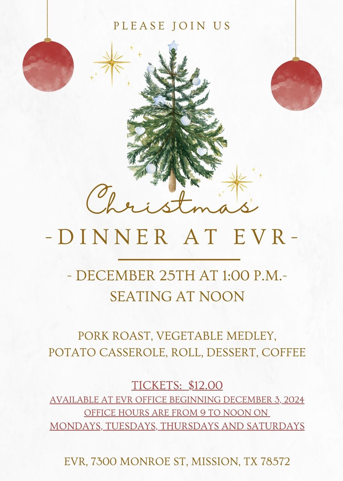 Christmas Dinner at EVR