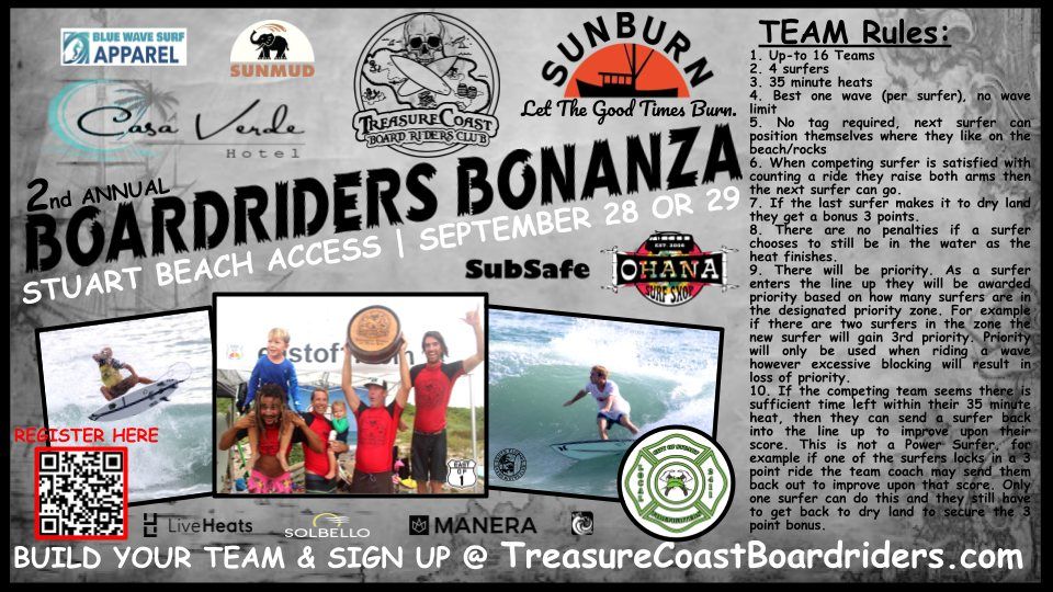 2nd Annual BOARDRIDERS BONANZA - STUART BEACH ACCESS