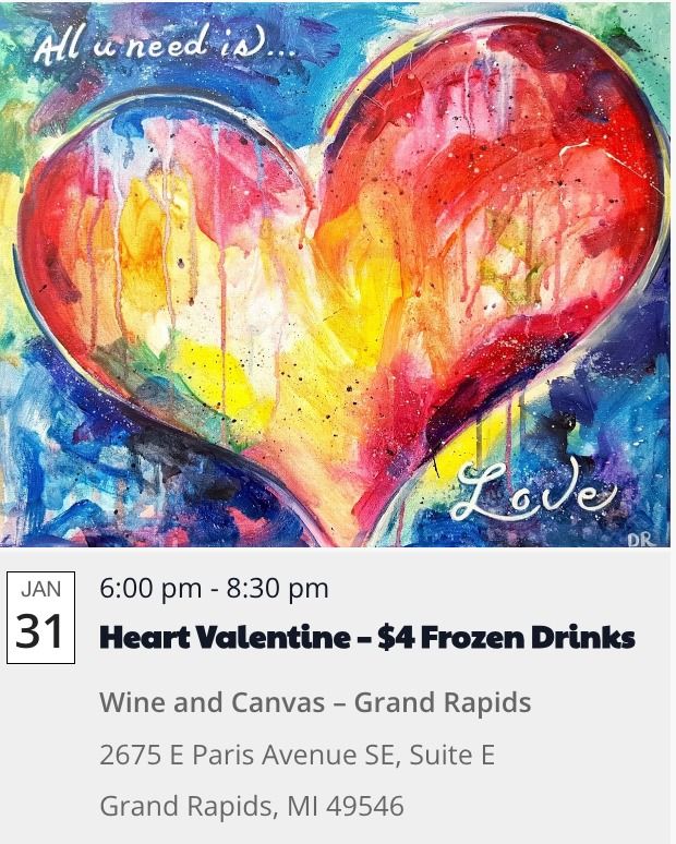 Heart Valentine - Step by Step painting at Wine & Canvas