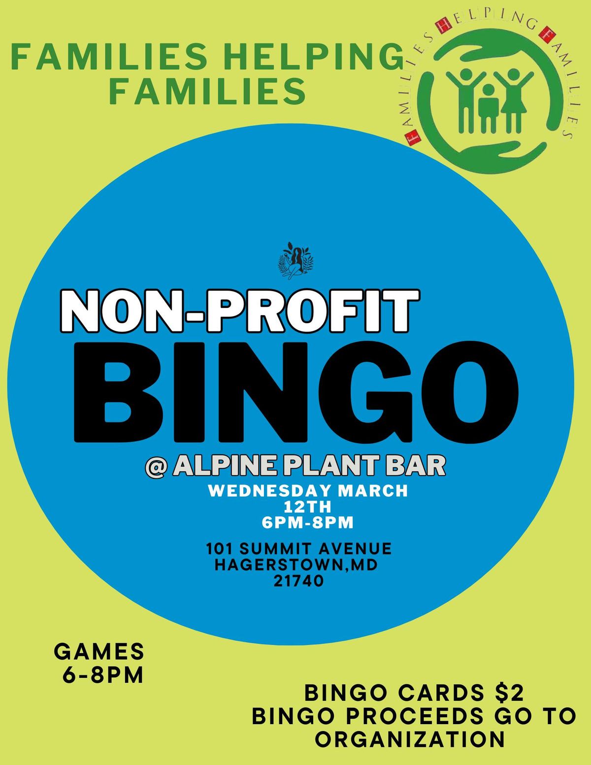 Non-profit Bingo @ Alpine Cocktail Bar: Families Helping Families