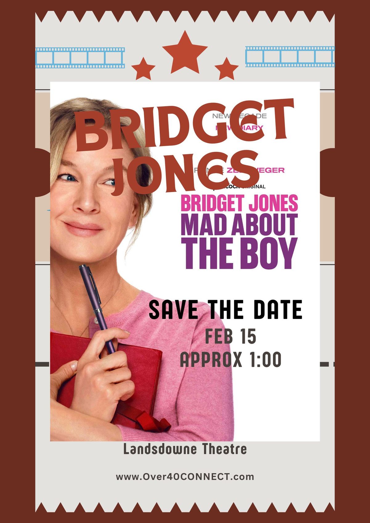 Save the Date!!! Bridget Jones at Landsdowne with drinks! Exact time when the schedule is released