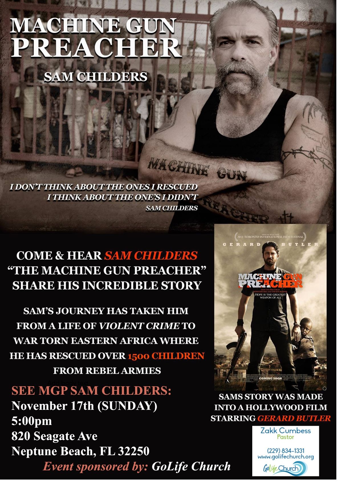 An Evening with Sam Childers: Machine Gun Preacher