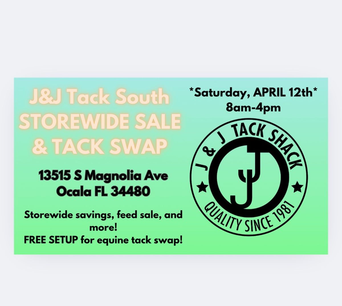 Spring Storewide Sale & Tack Swap