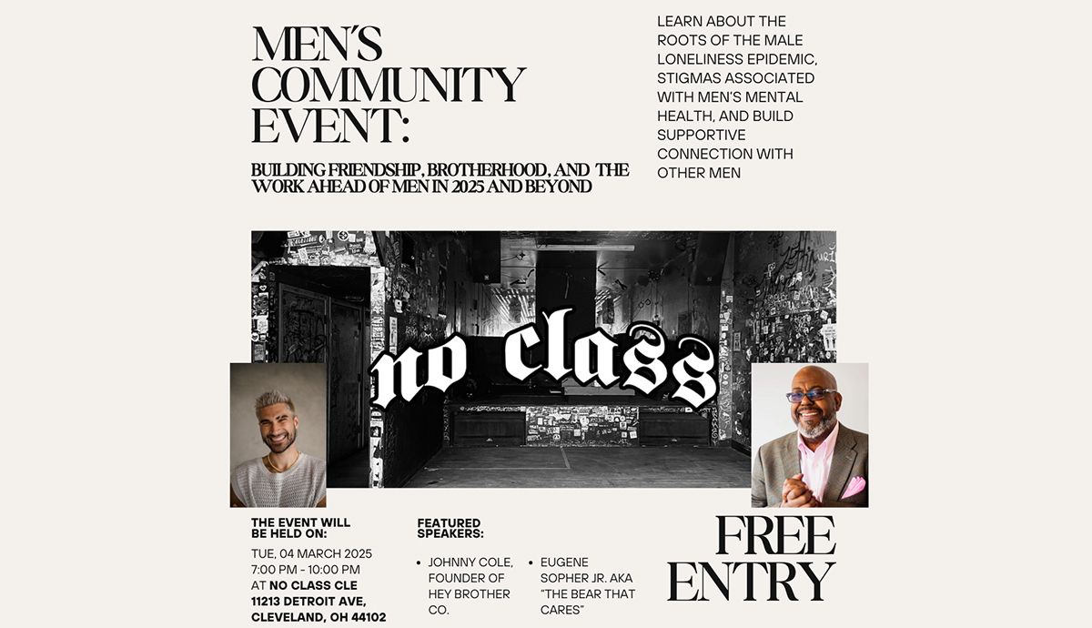 Men's Mental Health Community Night w\/ Johnny Cole & Eugene Sopher Jr @ No Class