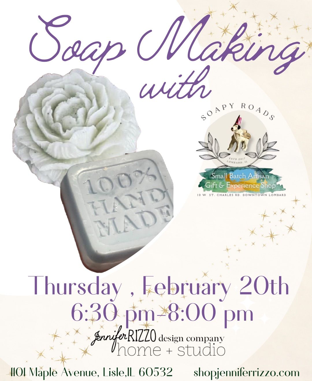 Soap Making with Soapy Roads Thursday, February 20th 6:30pm-8:00pm