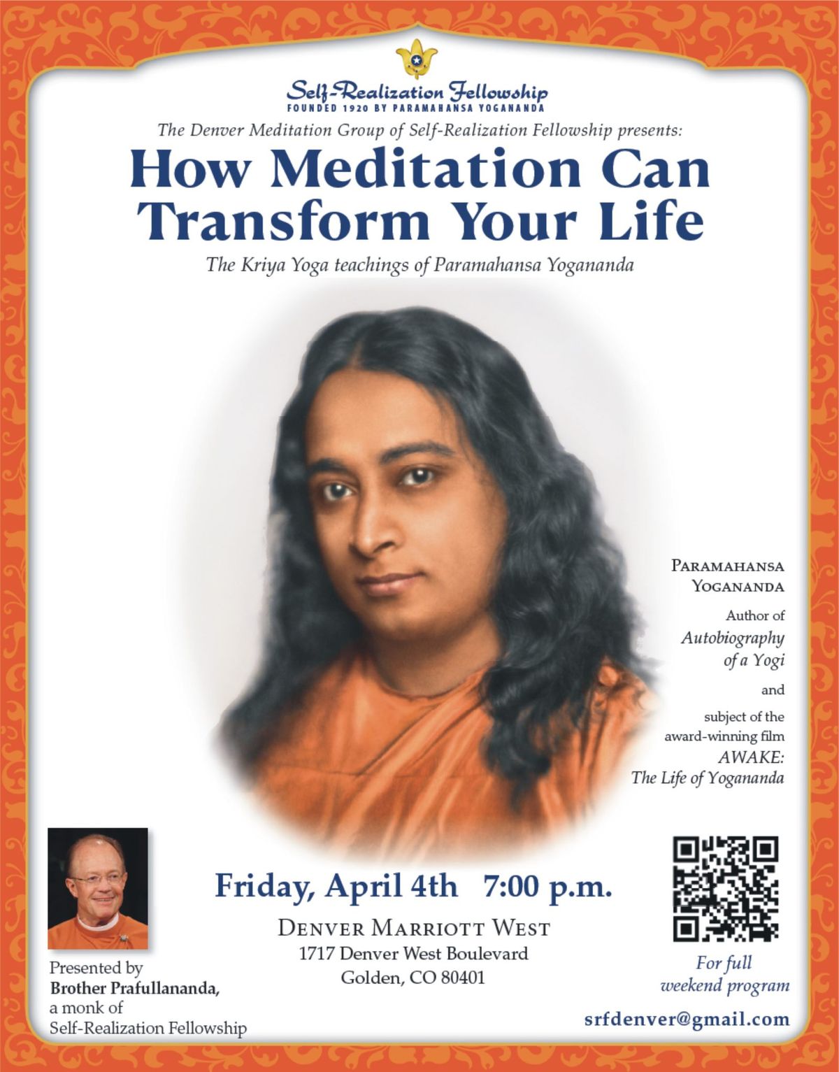 Monastic-Led Free Public Lecture on Kriya Yoga Teachings of Paramahansa Yogananda