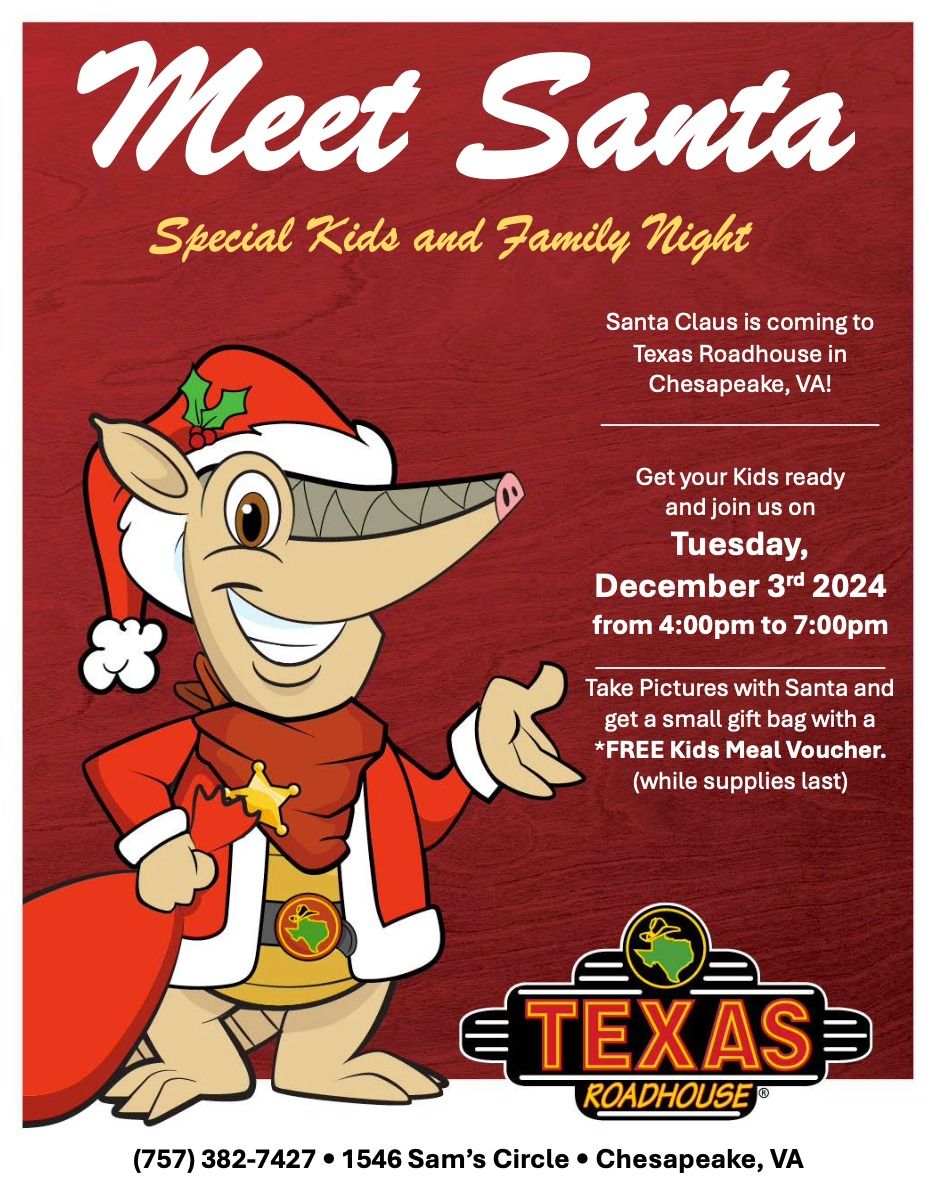 Meet Santa at Texas Roadhouse In Chesapeake!