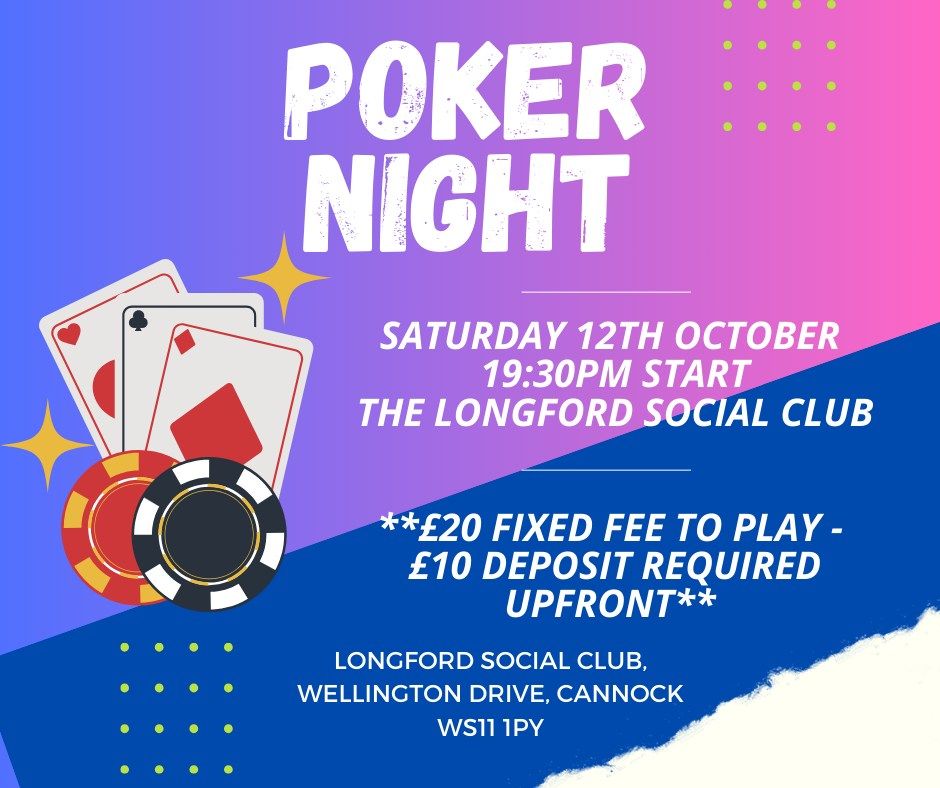 Saturday 12th Of October Poker Night 