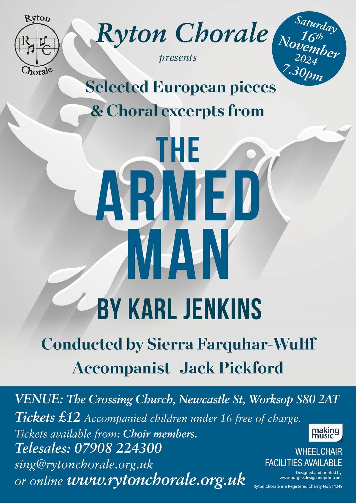 Ryton Chorale Performs The Armed Man by karl Jenkins alongside selected European pieces