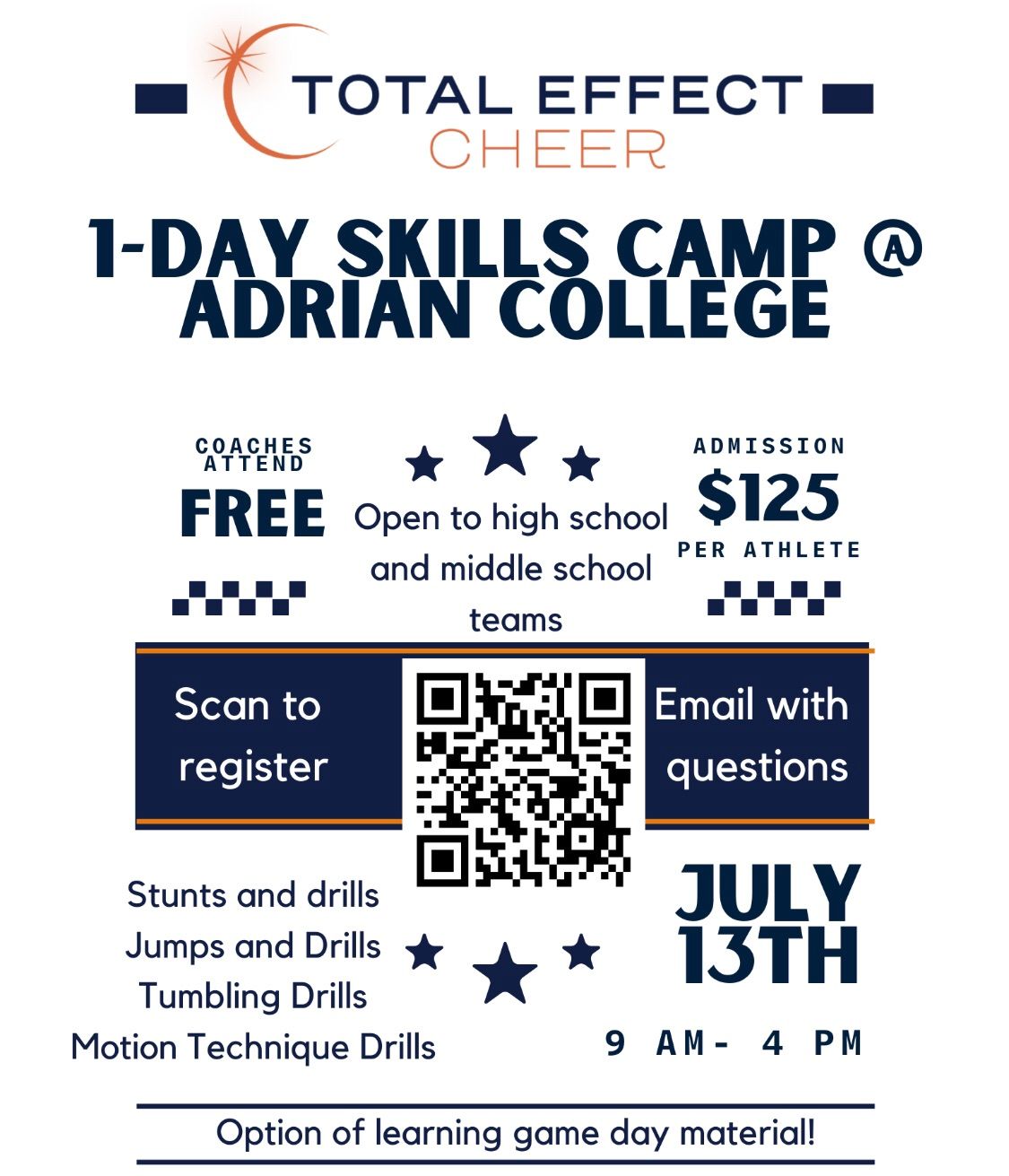 Total Effect Cheer Skills and Drills Camp