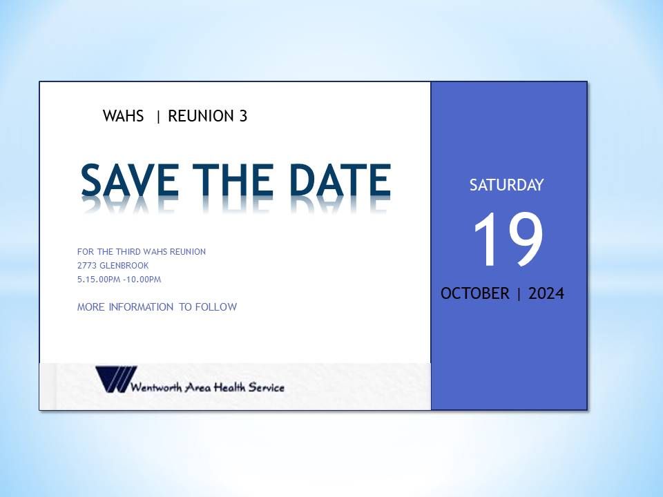 WAHS REUNION 3 (Nepean, Blue Mountains, Springwood, Queen Vic, Boddington & and Community Health)