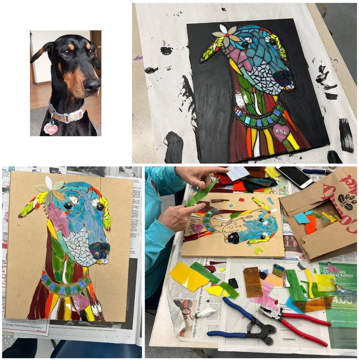 Wild Color Mosaic Pet Portrait with Erin Ward. Feb. 1,8. 10-4.