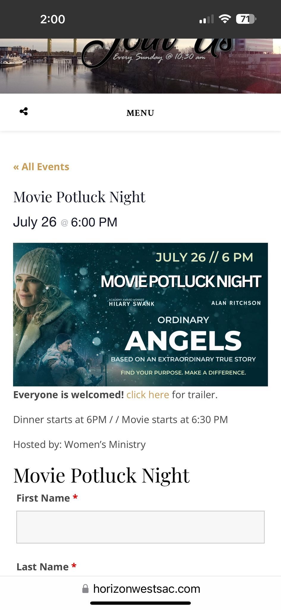 Movie Potluck Night