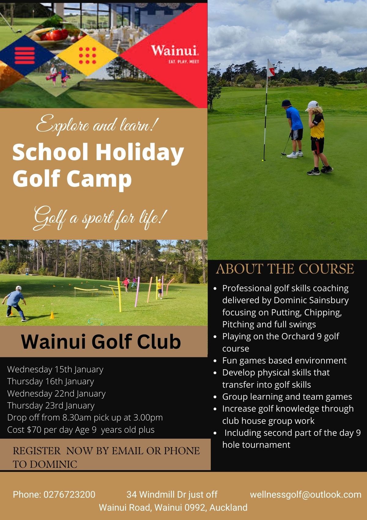 2025 Junior Golf school holiday golf 