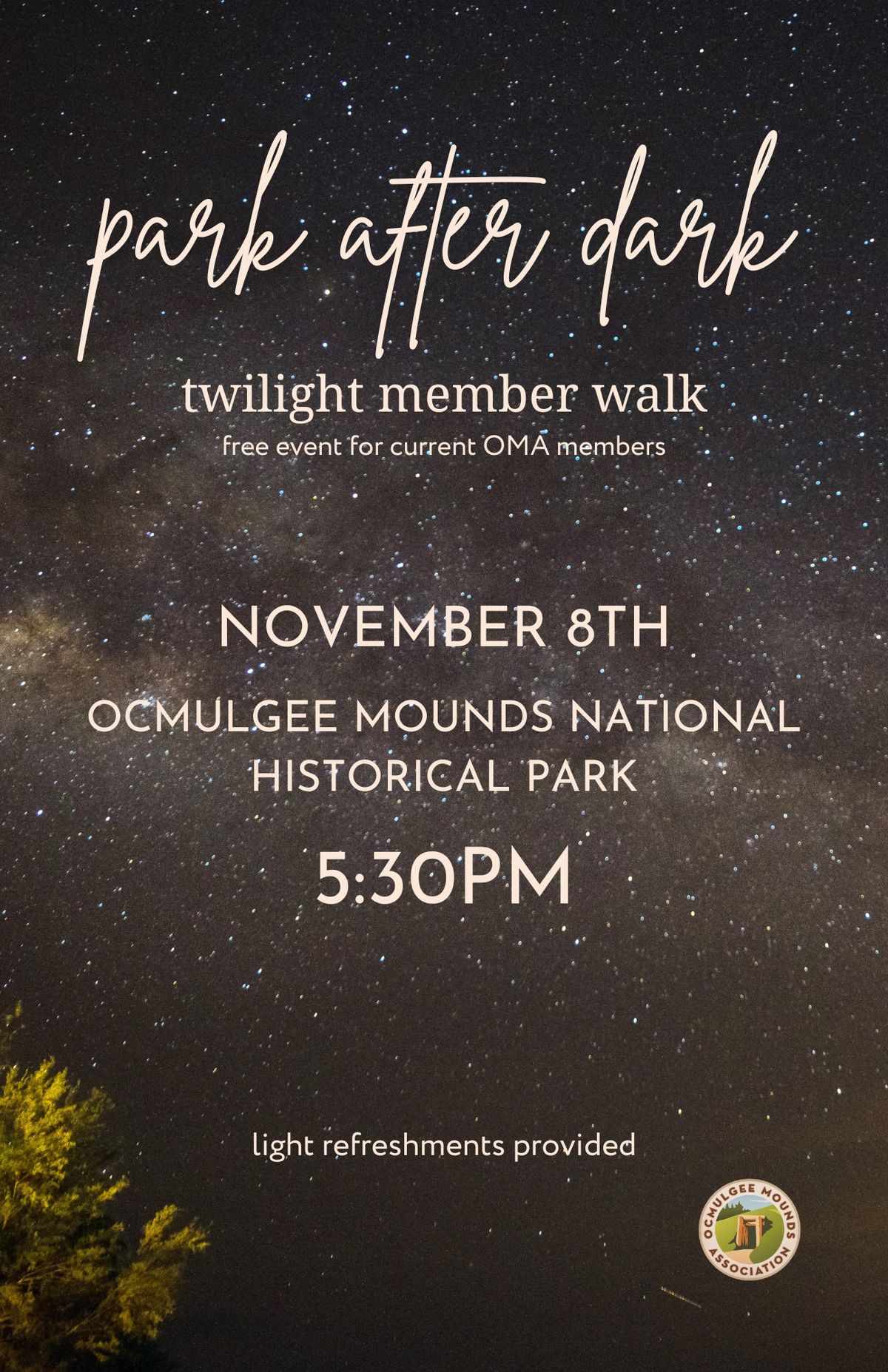 Park After Dark: Twilight Member Walk at Ocmulgee Mounds