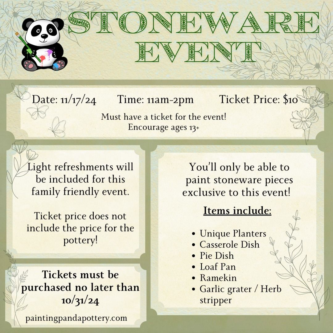 Stoneware Event at Painting Panda Pottery