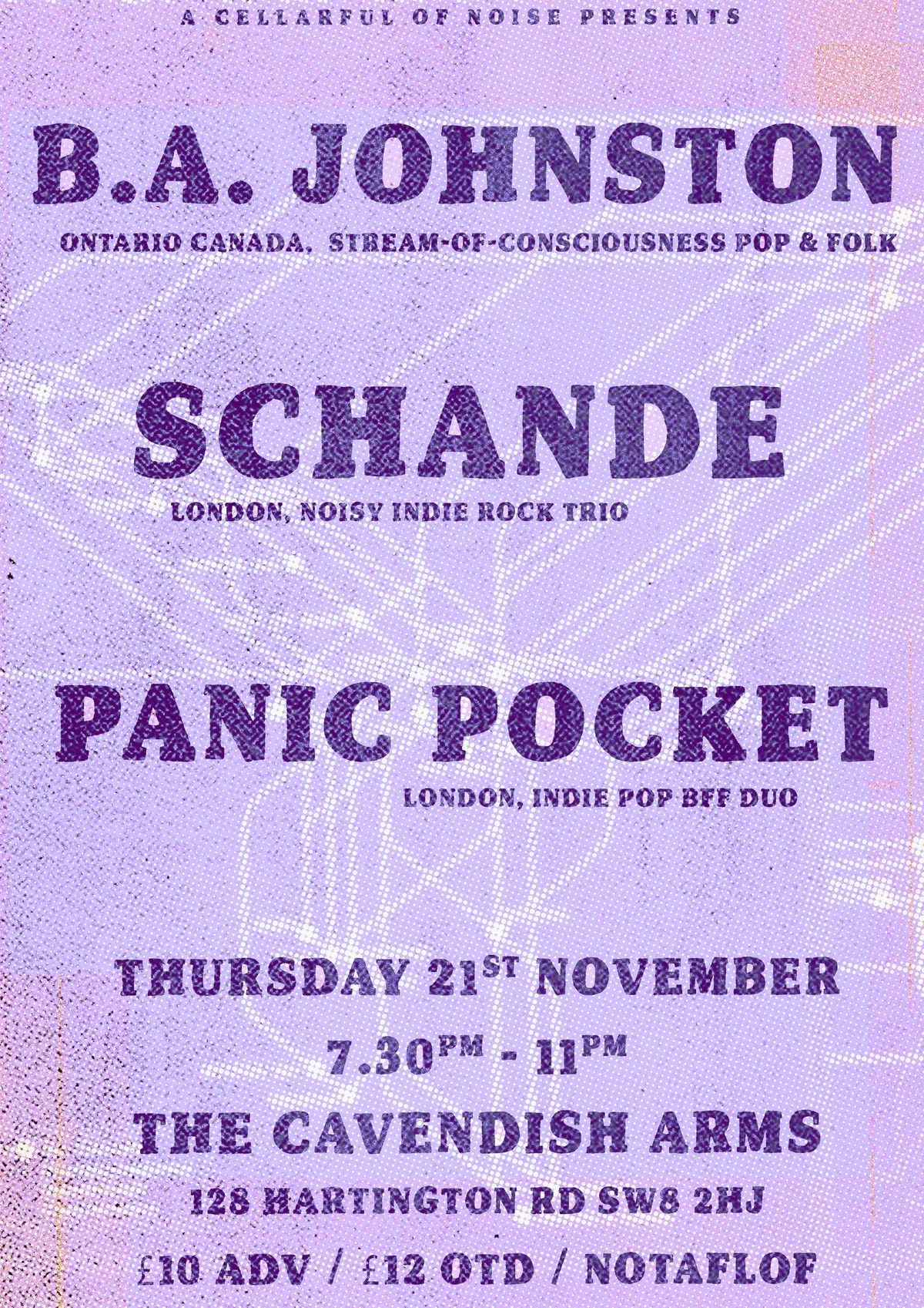 B.A. Johnston, Schande, Panic Pocket at The Cavendish Arms