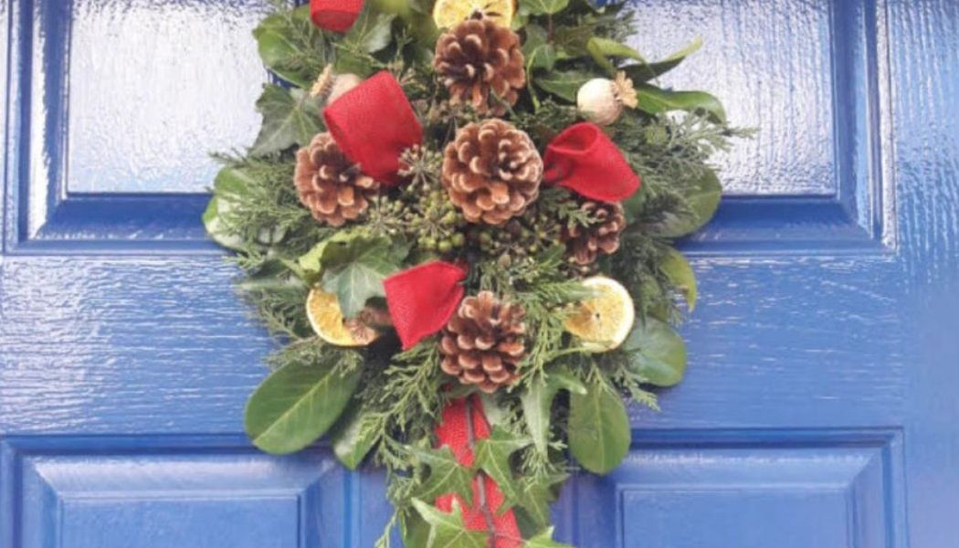 Festive Floral Door Decoration