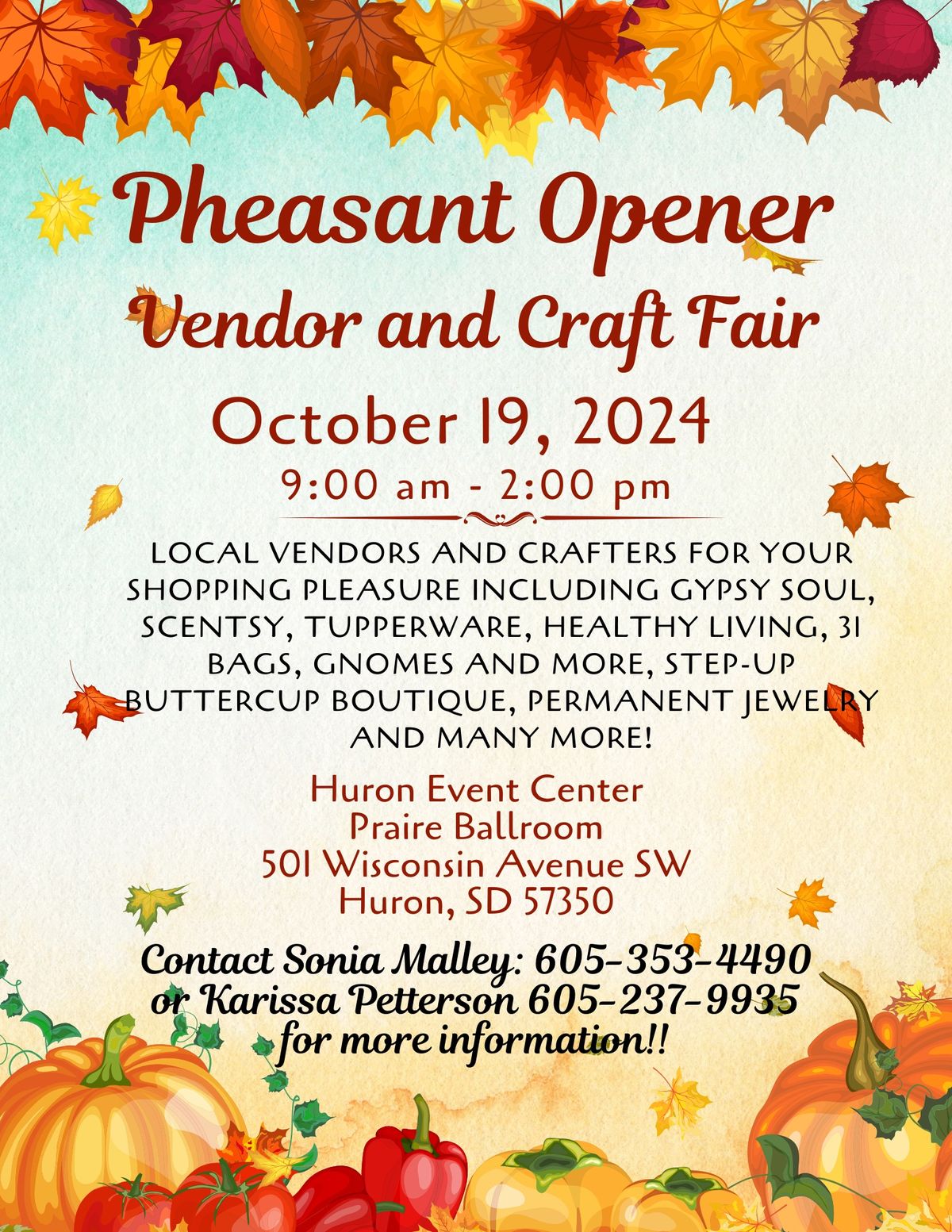 2nd Annual Pheasant Opener Craft and Vendor Fair