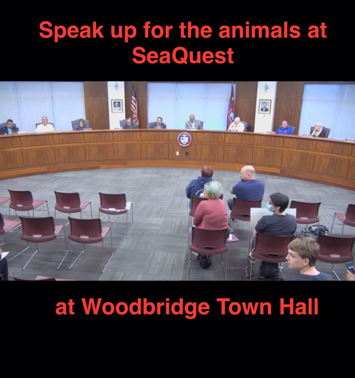 Speak for the animals trapped at SeaQuest at Woodbridge Town Hall