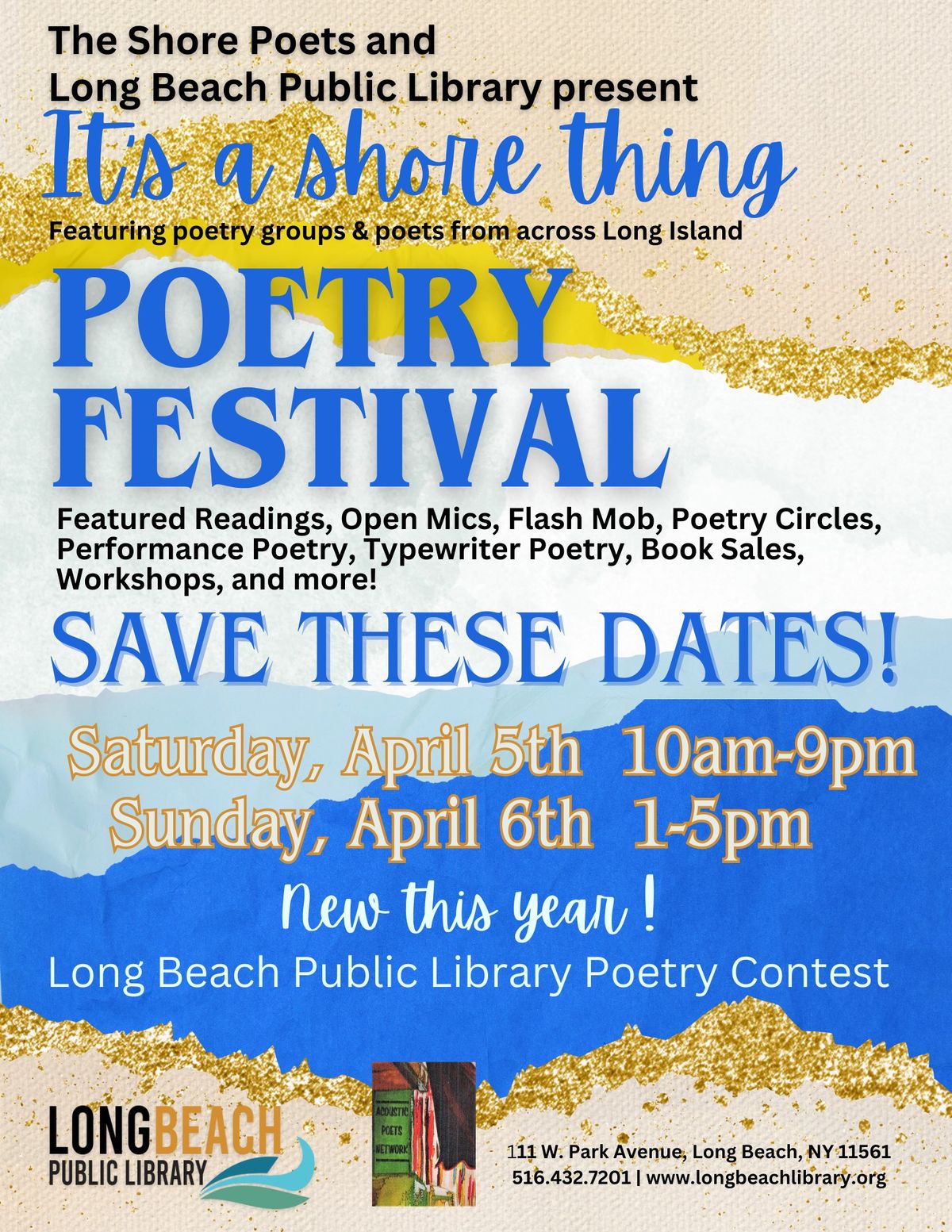 Poetry It's A 'SHORE' Thing! The Long Beach Public Library and Shore Poets Poetry Festival 