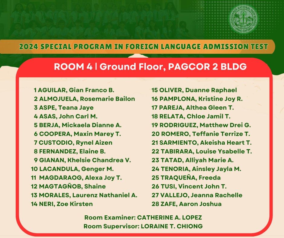 2024 SPECIAL PROGRAM IN FOREIGN LANGUAGE ADMISSION TEST