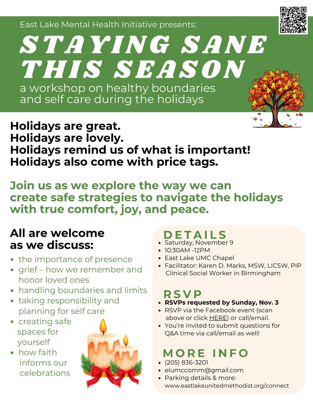 Staying Sane This Season: A Workshop on Healthy Boundaries and Self Care During the Holidays