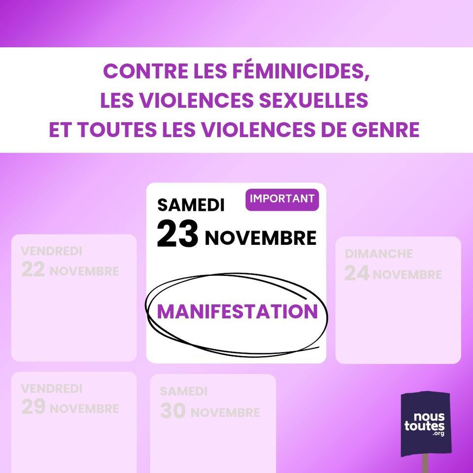 Manifestation contre les f\u00e9minicides, les violences sexuelles et toutes les violences de genre