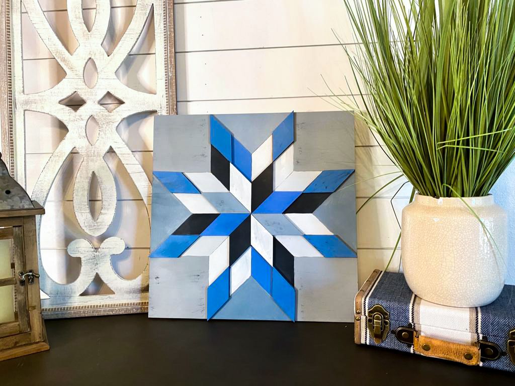 3D Barn Quilt Square 18\u201d Square Wood, with interchangeable pieces, \u00bc\u201d thick MDF wood, ready to paint