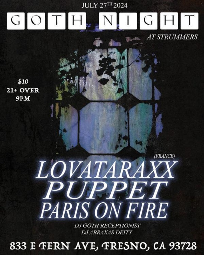 GOTH NIGHT featuring LOVATARAXX (from France), Puppet, Paris On Fire, DJ...